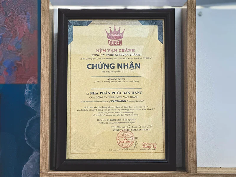 Nệm Bình Dương là đại lý chính thức của Nệm Vạn Thành